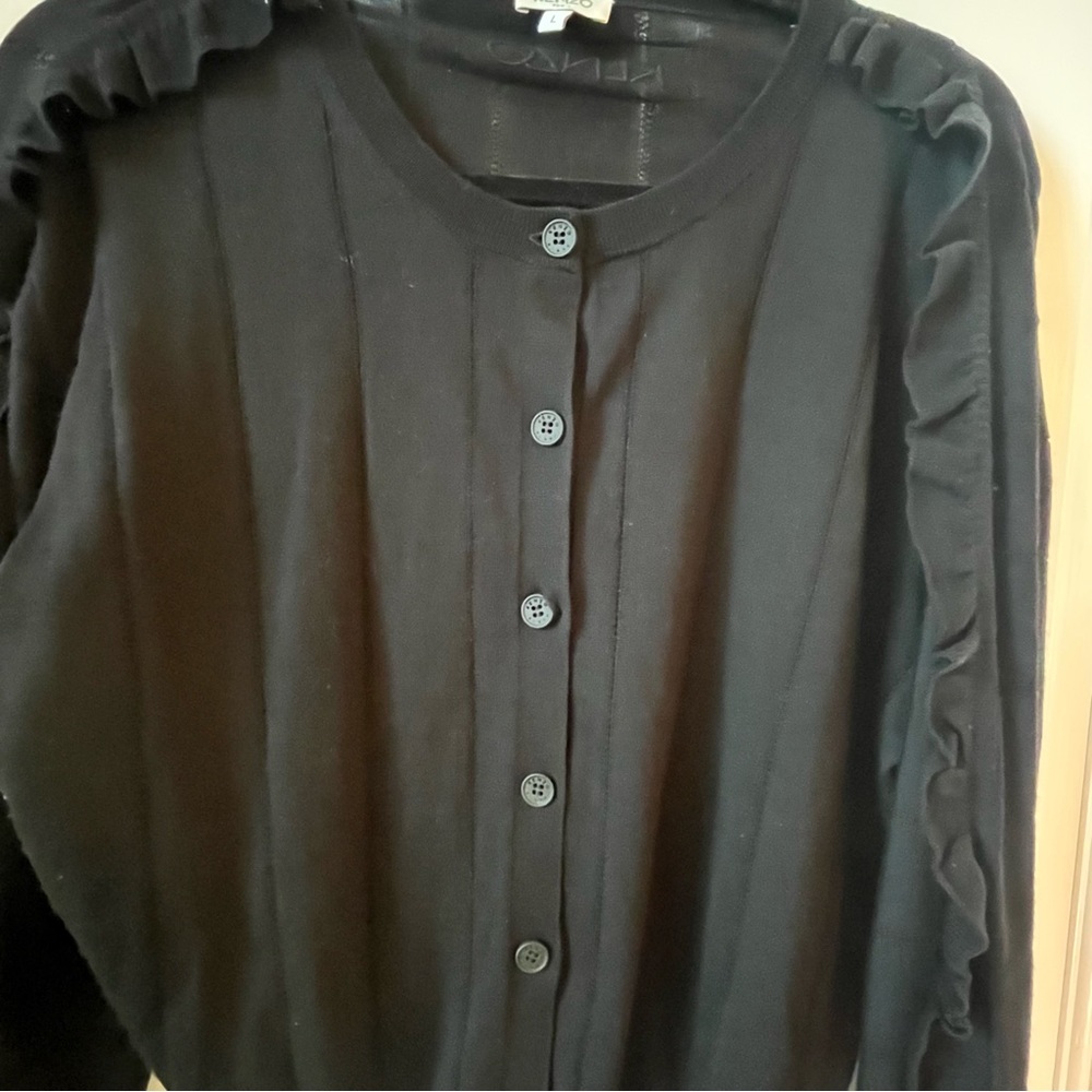 Kenzo Black Ruffled Button-Up Cardigan